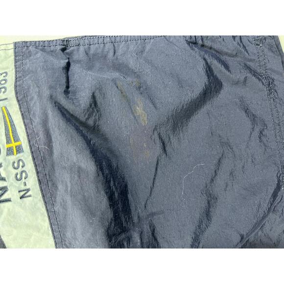 Nautica Men's Navy Swim Shorts with Yellow and White Accents - Picture 3 of 9
